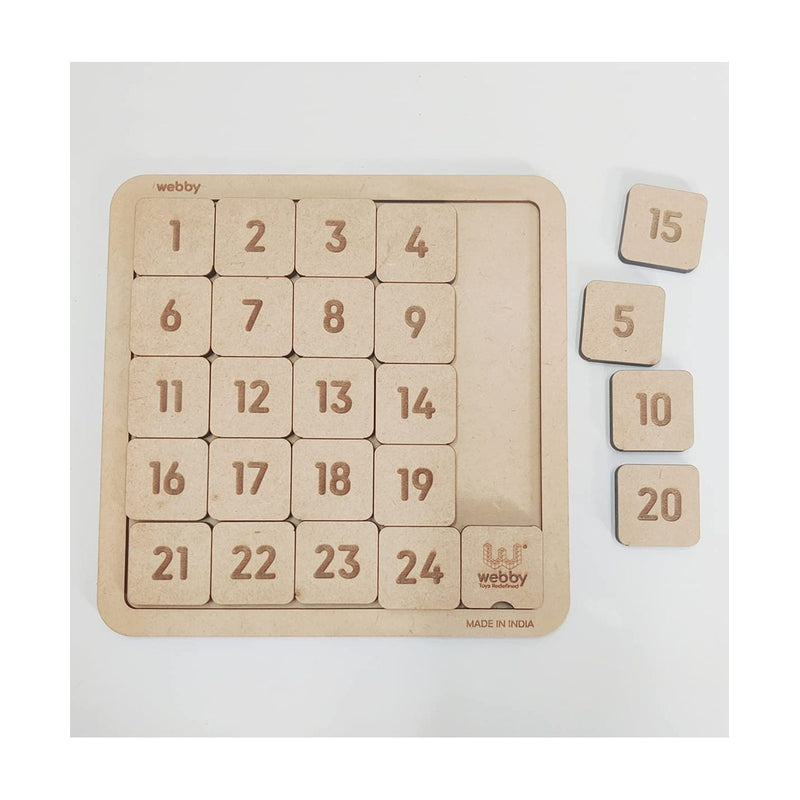 Wooden Numbers Puzzle Brown - 25 Pieces