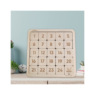 Wooden Numbers Puzzle Brown - 25 Pieces