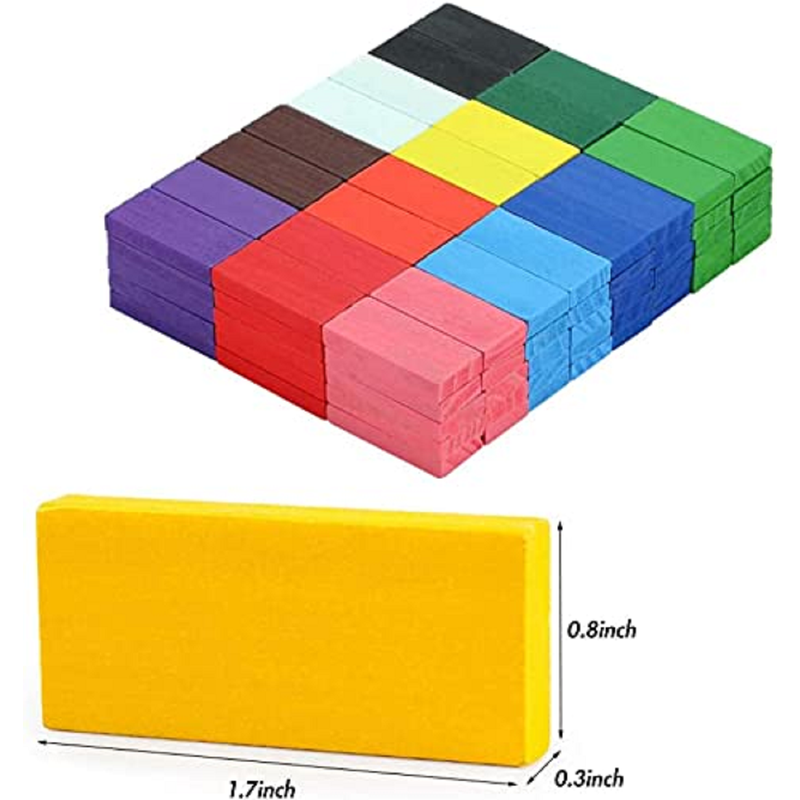 Super Domino Blocks, 12 Colors Bulk Wooden Dominoes - Building Block Tile Game (720 Pieces)