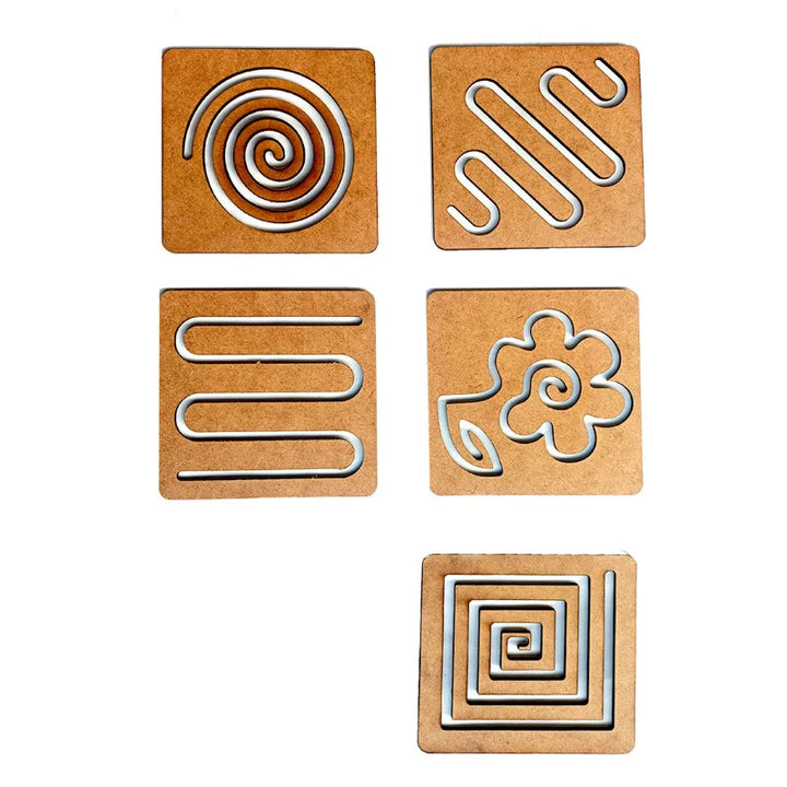 Wooden Pattern Tracing Board- Set of 5