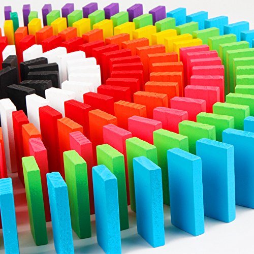 100 Pieces Dominoes Blocks Set 12 Colors Wooden Toy Building Stacking (6-12 Years)