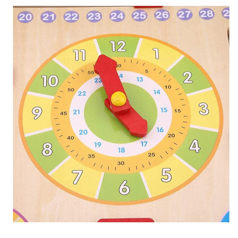 Wooden Calendar Toy Clock with Slider Board Game (3-6 Years)