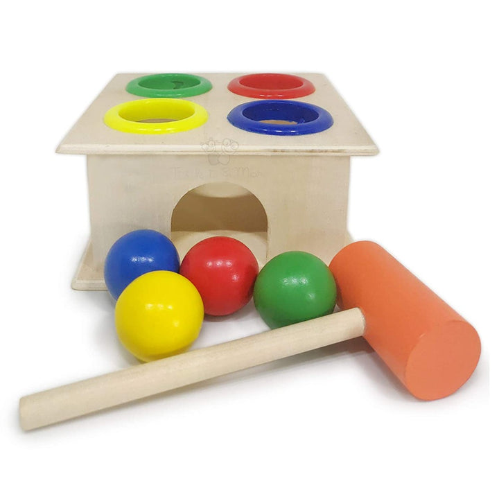 Wooden Hammer Ball Knock Pounding Bench for Children