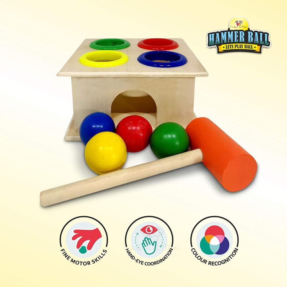 Wooden Hammer Ball Knock Pounding Bench for Children