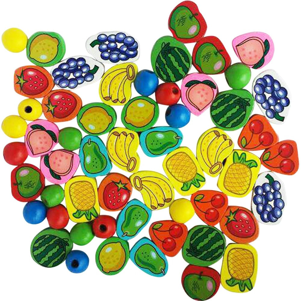 56 Piece Fruit Bead Game Lacing Toy