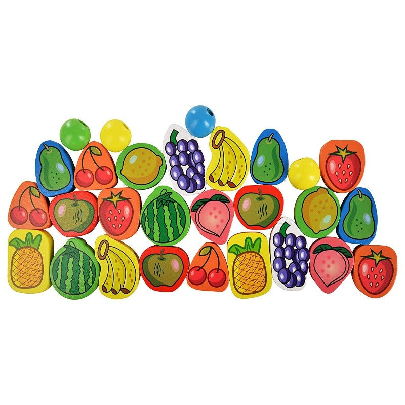 56 Piece Fruit Bead Game Lacing Toy