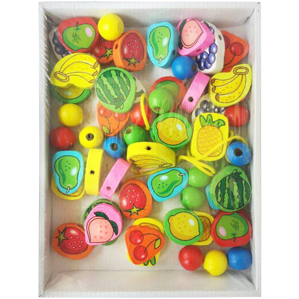 56 Piece Fruit Bead Game Lacing Toy