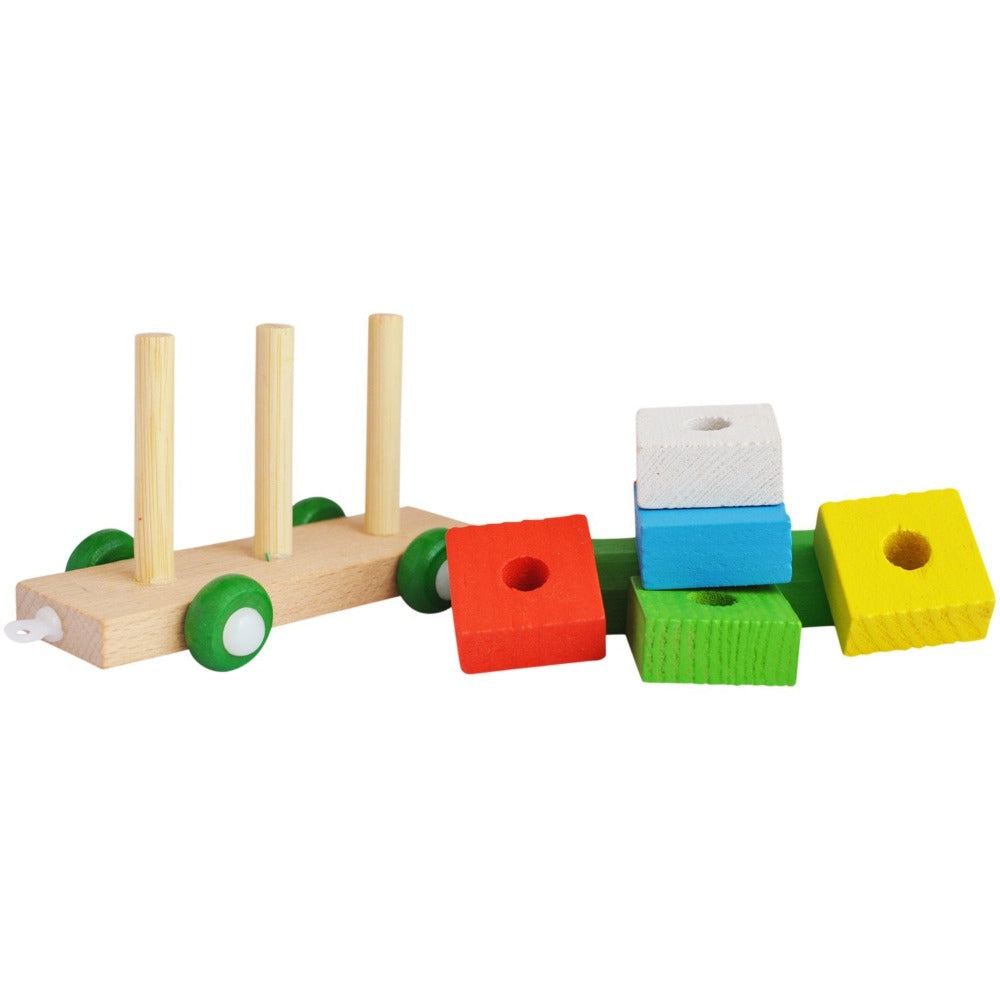 Shape Sorter Train (36 Pieces) Geometric Shapes Wooden Puzzle Stacking Toy