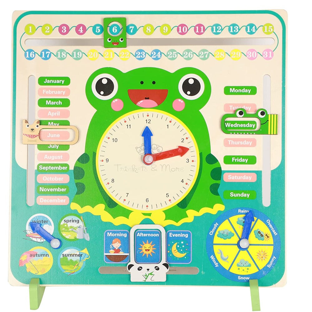 Calendar Clock Toy for Kids Learning (Frog Stand)