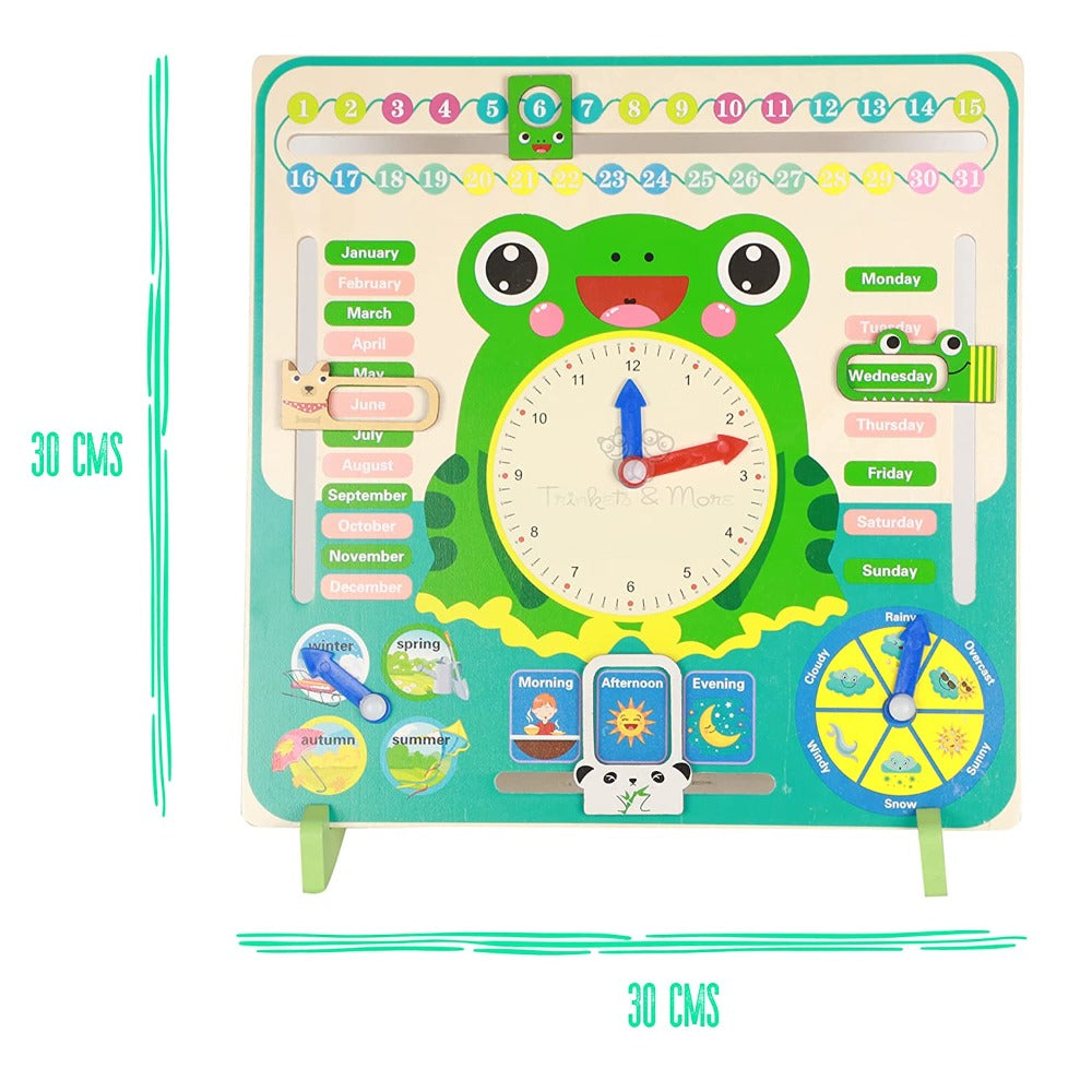 Calendar Clock Toy for Kids Learning (Frog Stand)