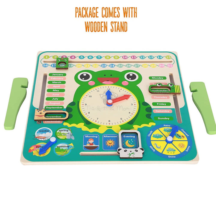 Calendar Clock Toy for Kids Learning (Frog Stand)