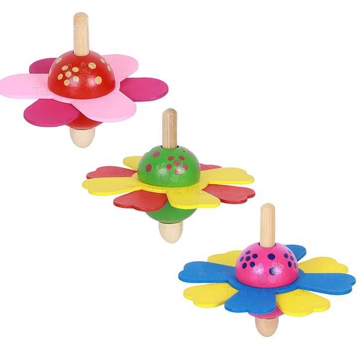 Spinning Tops (Flower Theme Pack of 3) for Kids