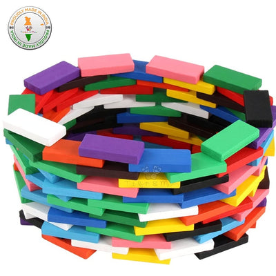 Dominoes Blocks Set 12 Colours Wooden Toy Building and Stacking Counting Adding Subtracting Multiplication Indoor Game (960 PCs)