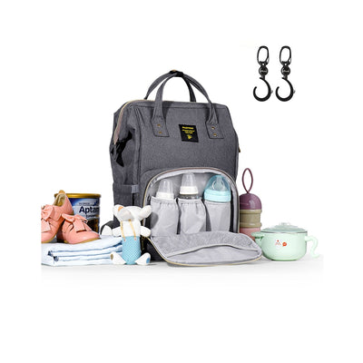 Diaper Bag - XL - Grey with Stroller Hooks