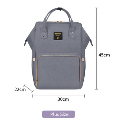 Diaper Bag - XL - Grey with Stroller Hooks