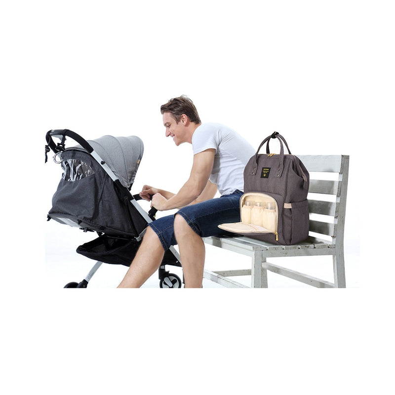 Diaper Bag - XL - Grey with Stroller Hooks