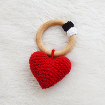 Non Toxic Wooden Teether Heart shape - Red