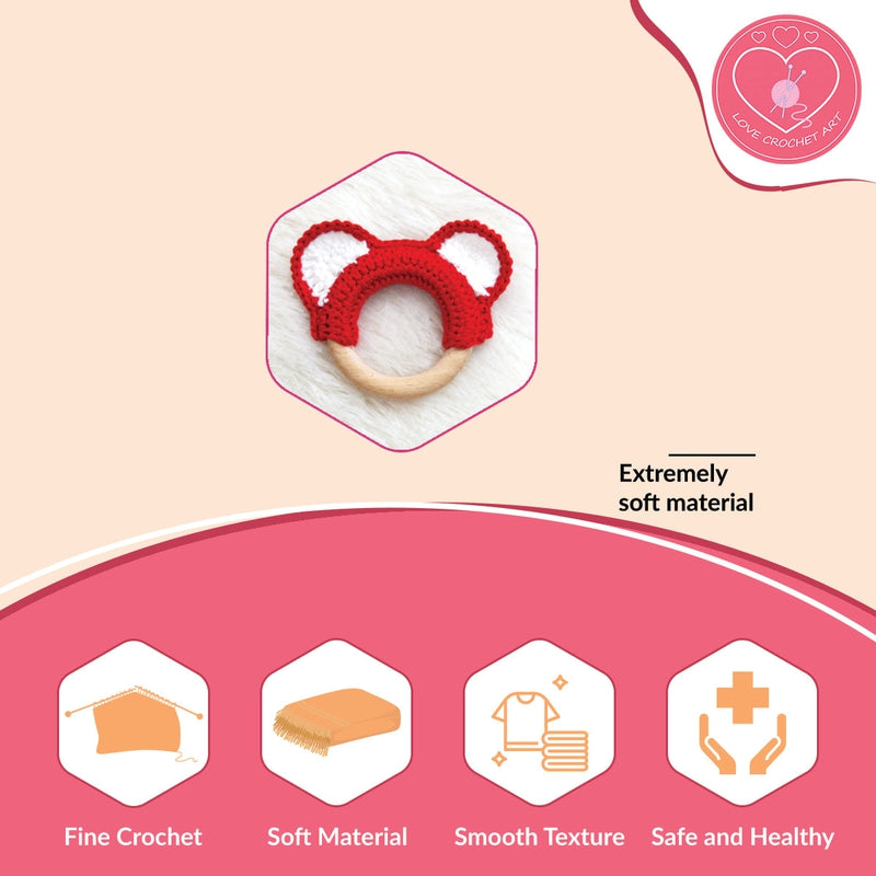 Beech Wood Ring Shape Teether - Red