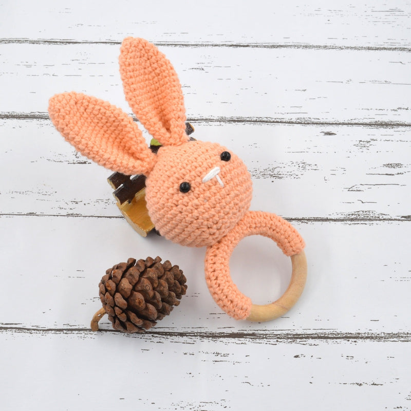 Bunny Baby Gift Rattle Cum Soft Toys - Peach