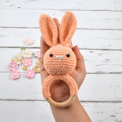 Bunny Baby Gift Rattle Cum Soft Toys - Peach