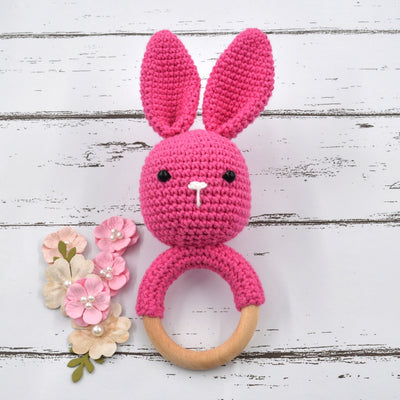 Bunny Baby Gift Rattle Cum Soft Toys - Pink