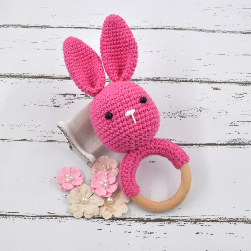 Bunny Baby Gift Rattle Cum Soft Toys - Pink