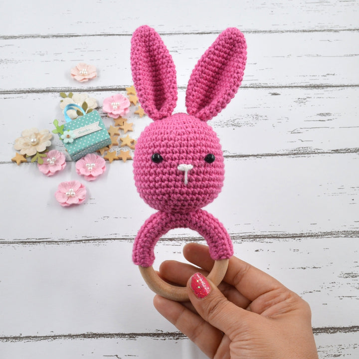 Pink Bunny Rattle Toy (3-12 Months)