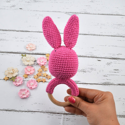 Bunny Baby Gift Rattle Cum Soft Toys - Pink