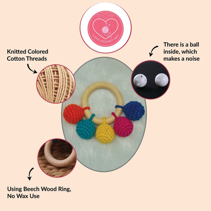 Multicolored Crochet Ring Rattle (3-12 Months)