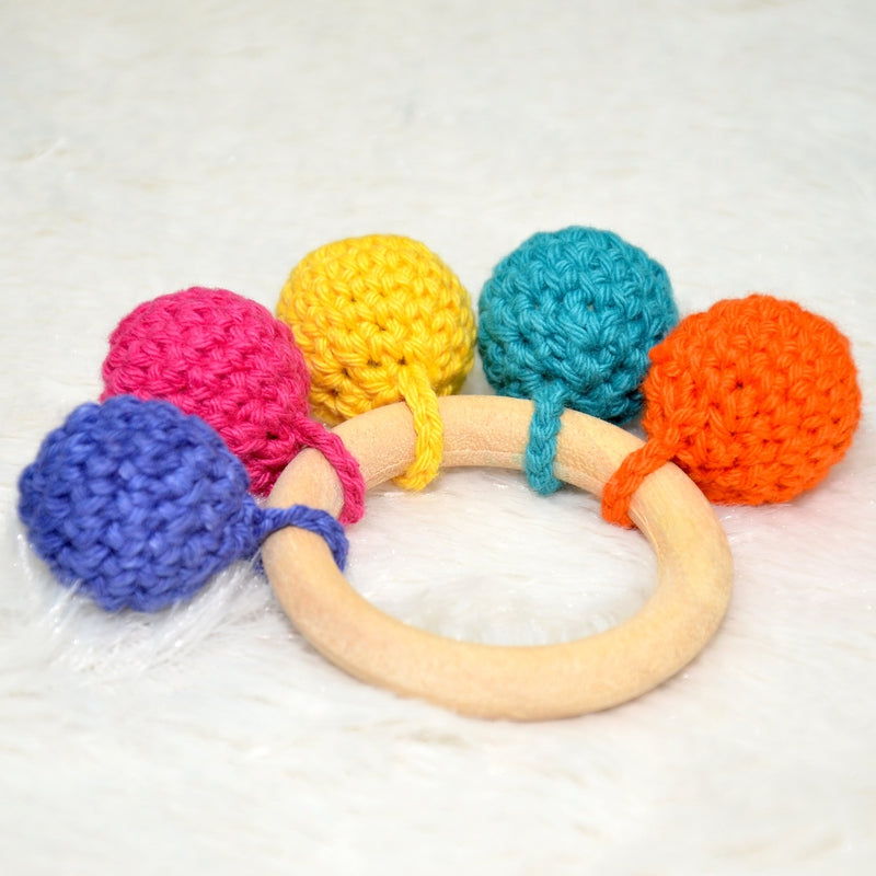 Multicolored Crochet Ring Rattle (3-12 Months)