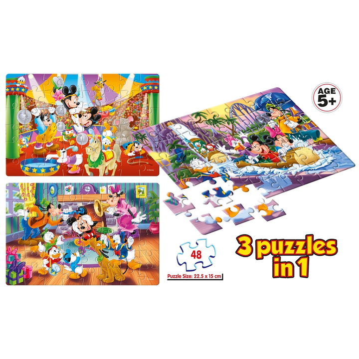 3 in 1 Mickey Mouse & Friends Jigsaw Puzzle - 48 Pieces Each (5-8 Years)