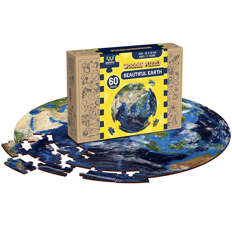 Wooden Earth Jigsaw Puzzle (60 Pieces) Multicolor