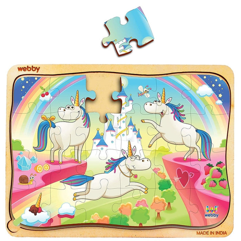 Unicorns Wooden Jigsaw Puzzle (24 Pieces) Multicolor