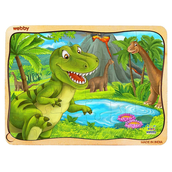 Dino Land Wooden Jigsaw Puzzle 24 Pieces - Multicolor