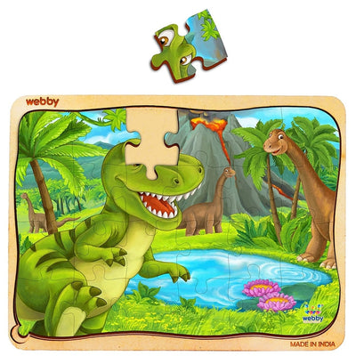 Dino Land Wooden Jigsaw Puzzle 24 Pieces - Multicolor