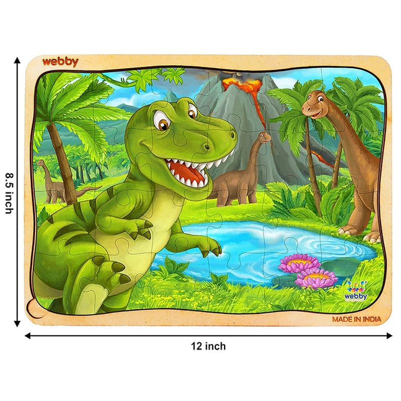 Dino Land Wooden Jigsaw Puzzle 24 Pieces - Multicolor