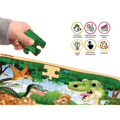 Dinosaurs in Jungle Wooden Jigsaw Puzzle (40 Pieces)