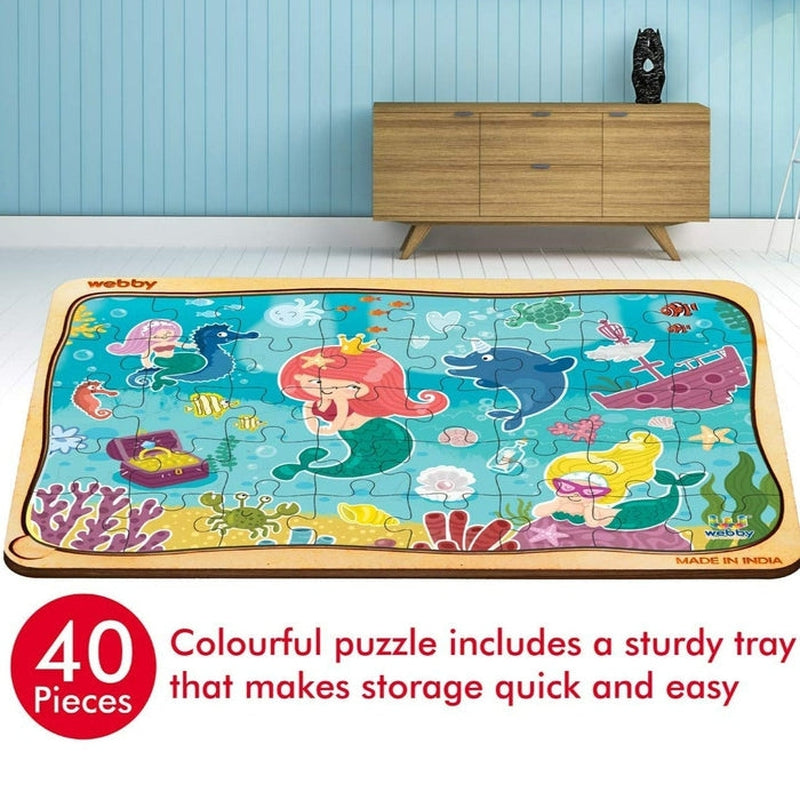 Cute Mermaid Wooden Jigsaw Puzzle (40 Pieces)