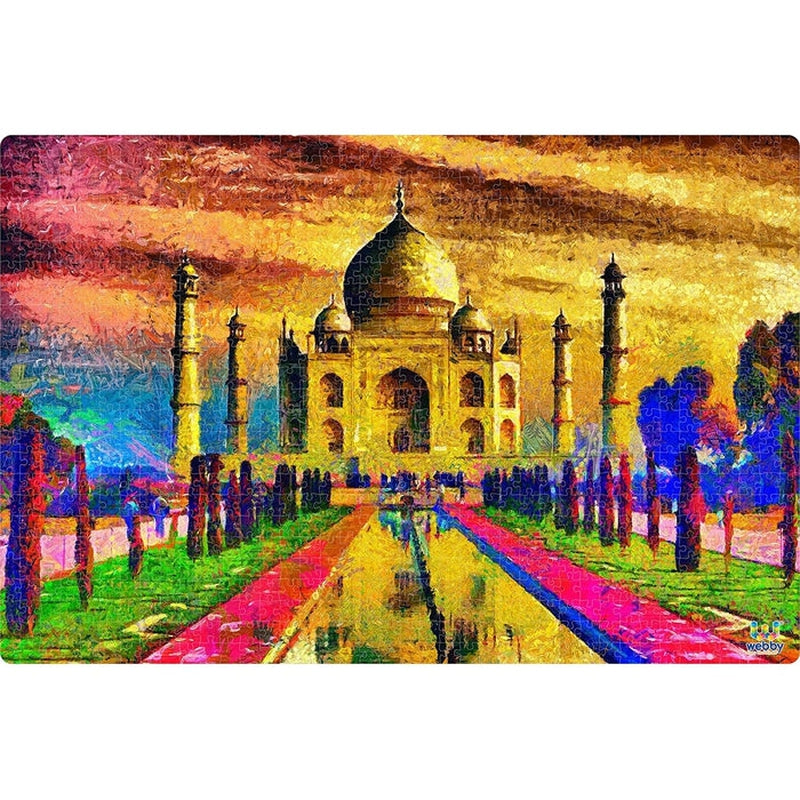 Taj Mahal Painting Wooden Jigsaw Puzzle (1000 Pieces) Multicolor