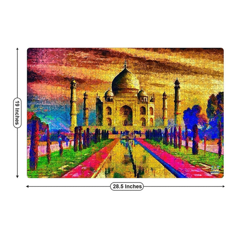 Taj Mahal Painting Wooden Jigsaw Puzzle (1000 Pieces) Multicolor