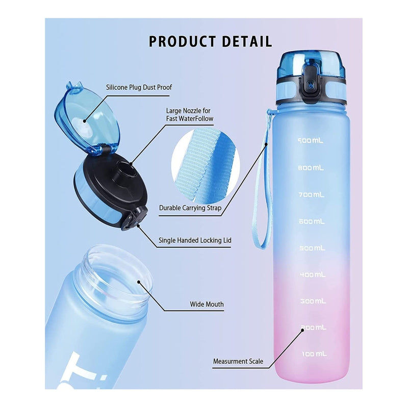 Unbreakable Water Bottle - 1000 ml (Multicolor)