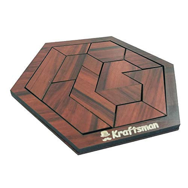 Portable Wooden Hexagon Puzzle | 11 Pieces Puzzle | Travel Pouch Included