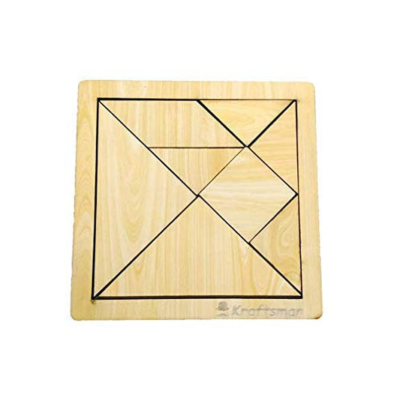 Portable Wooden Tangram Puzzle | 7 Pieces Puzzle Board | Travel Pouch Included