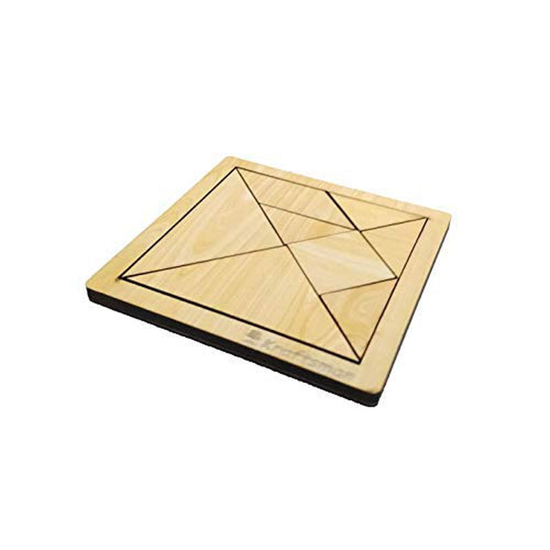 Portable Wooden Tangram Puzzle | 7 Pieces Puzzle Board | Travel Pouch Included