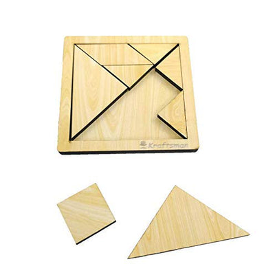 Portable Wooden Tangram Puzzle | 7 Pieces Puzzle Board | Travel Pouch Included