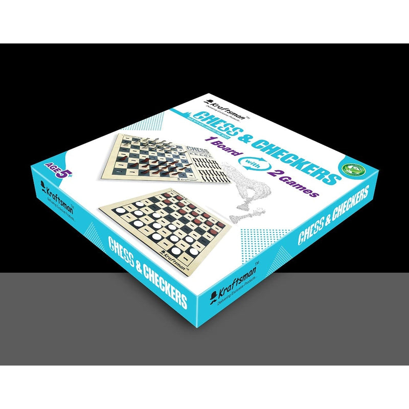 2-in-1 Wooden Chess & Checkers Board Game (6 Years till Grown Ups)