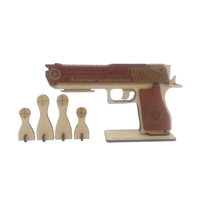 Semi-Automatic Wooden Rubber Band Shooting Blaster Toys for Kids & Adults with Target