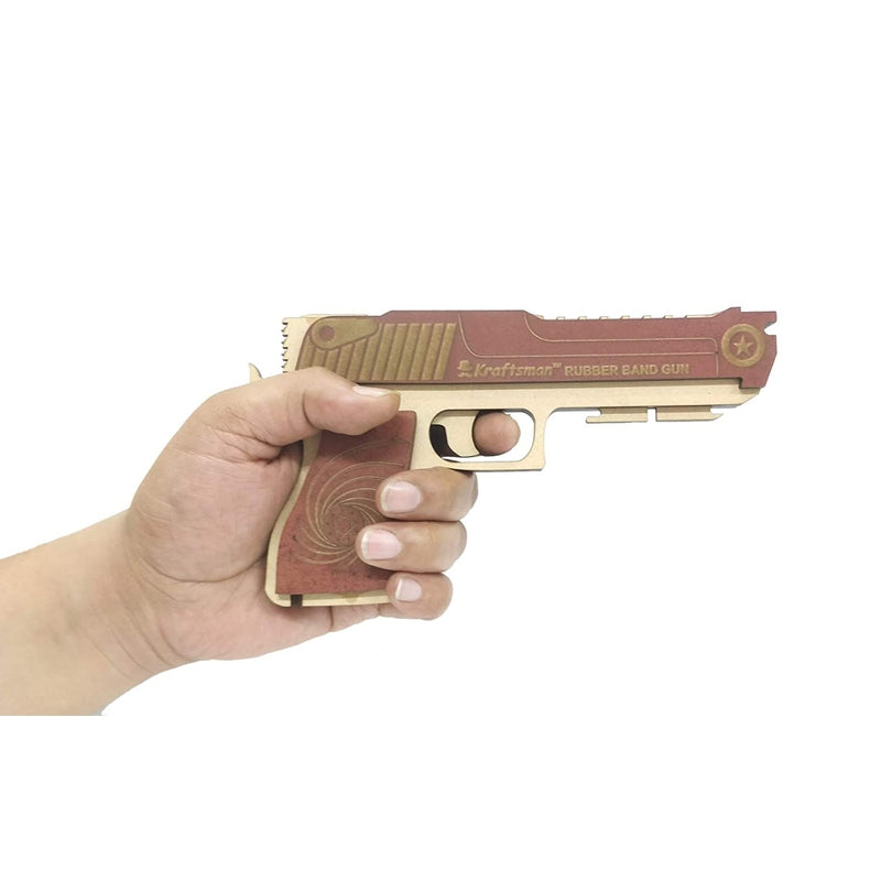 Semi-Automatic Wooden Rubber Band Shooting Blaster Toys for Kids & Adults with Target