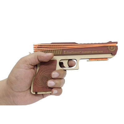 Semi-Automatic Wooden Rubber Band Shooting Blaster Toys for Kids & Adults with Target