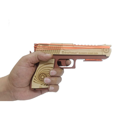 Semi-Automatic Wooden Rubber Band Shooting Blaster Toys for Kids & Adults with Target